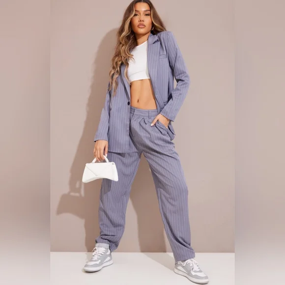 pretty little thing cigarette trousers PrettyLittleThing | Pants & Jumpsuits | Charcoal Grey Pinstripe Woven High  Waisted Cigarette Pant